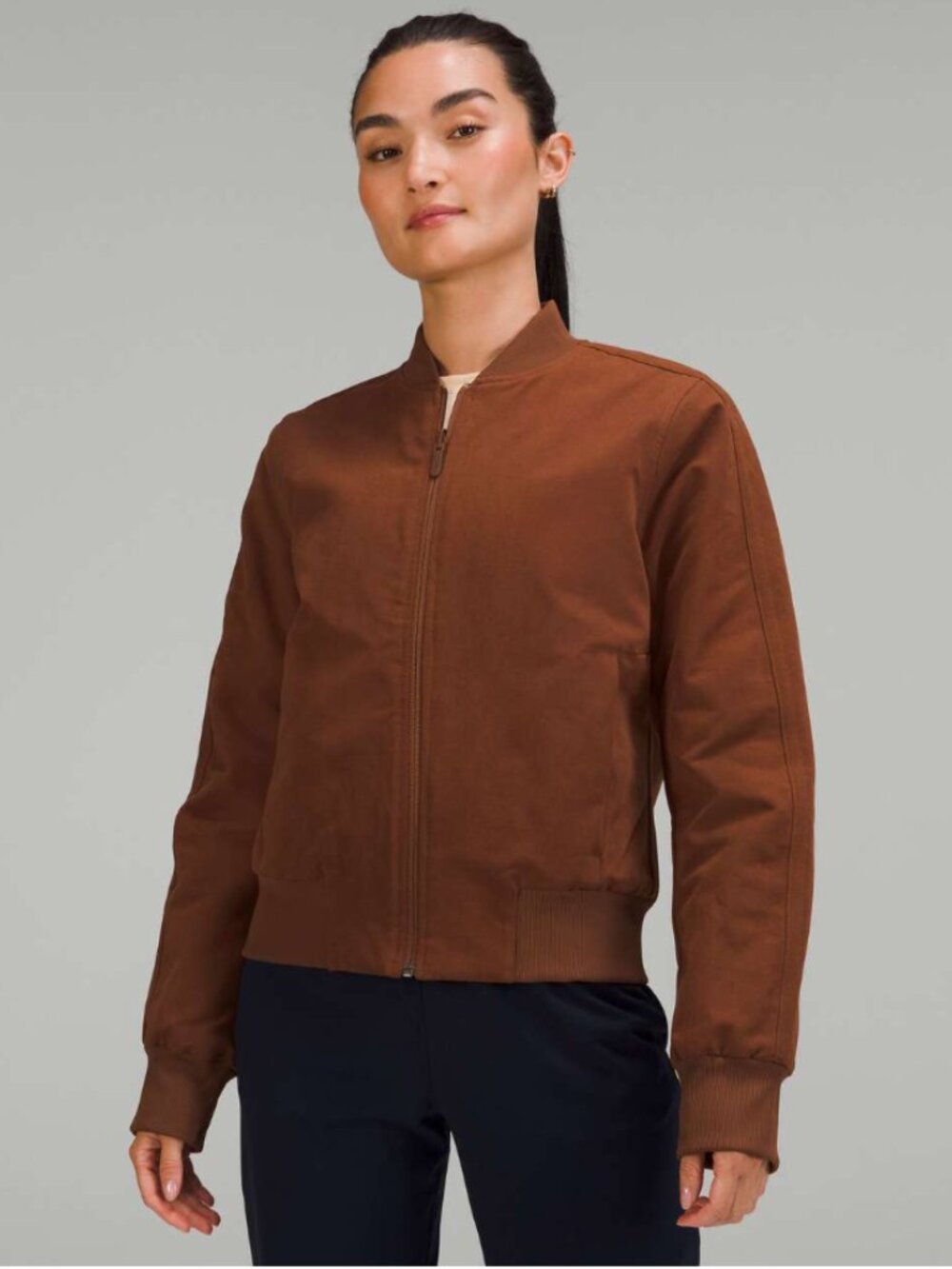Lululemon Non Stop Bomber Cotton Roasted Brown Size 2